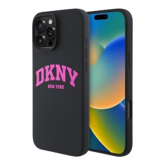 DKNY для iPhone 16 Pro Max чехол Liquid Silicone Arch Logo Hard Black/Pink (MagSafe)