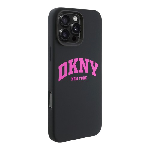 DKNY для iPhone 16 Pro Max чехол Liquid Silicone Arch Logo Hard Black/Pink (MagSafe)