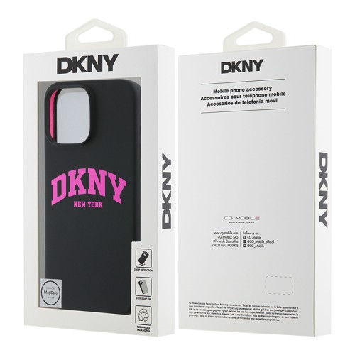 DKNY для iPhone 16 Pro Max чехол Liquid Silicone Arch Logo Hard Black/Pink (MagSafe)