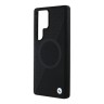 BMW для Galaxy S25 Ultra чехол Leather Half Textured with Ring Metal logo Hard Black (MagSafe)