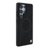 BMW для Galaxy S25 Ultra чехол Leather Half Textured with Ring Metal logo Hard Black (MagSafe)