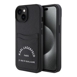 (уценка) Karl Lagerfeld для iPhone 15 чехол Cardslot PU Saffiano RSG 3D rubber logo