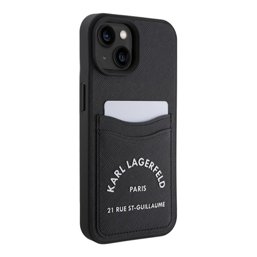 (уценка) Karl Lagerfeld для iPhone 15 чехол Cardslot PU Saffiano RSG 3D rubber logo