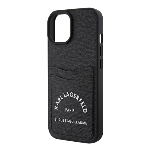 (уценка) Karl Lagerfeld для iPhone 15 чехол Cardslot PU Saffiano RSG 3D rubber logo