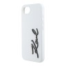 Karl Lagerfeld для iPhone 16e чехол Liquid silicone Signature Metal logo Hard White