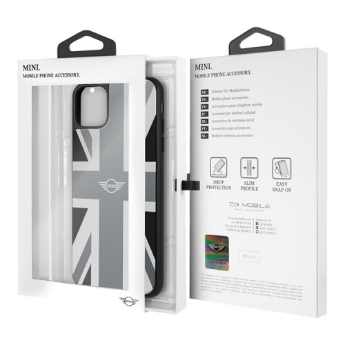 Чехол MINI Tempered glass Union Jack для iPhone 11 Pro Max, серебристый