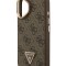 Guess для iPhone 16 чехол PU 4G Triangle metal logo and Camera Stand Hard Brown (MagSafe)