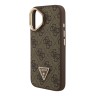 Guess для iPhone 16 чехол PU 4G Triangle metal logo and Camera Stand Hard Brown (MagSafe)