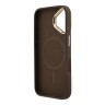 Guess для iPhone 16 чехол PU 4G Triangle metal logo and Camera Stand Hard Brown (MagSafe)
