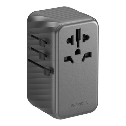 Energea СЗУ TravelWorld adapter GaN 120, 3USB-C + 1USB-A, GaN PD120W Gunmetal