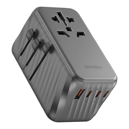 Energea СЗУ TravelWorld adapter GaN 120, 3USB-C + 1USB-A, GaN PD120W Gunmetal