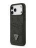 Guess для iPhone 17 Pro чехол PU 4G Double cardslot Triangle metal logo Hard Black