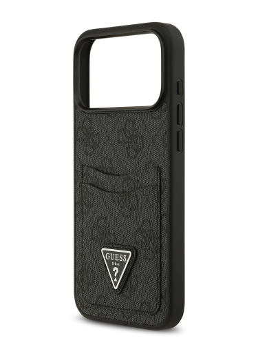 Guess для iPhone 17 Pro чехол PU 4G Double cardslot Triangle metal logo Hard Black