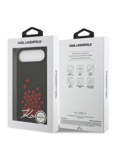 Karl Lagerfeld для iPhone Air чехол Liquid Silicone Hearts Hard Black (MagSafe)