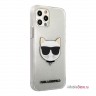 Чехол Karl Lagerfeld TPU Glitter Choupette Hard для iPhone 12 | 12 Pro, серебристый