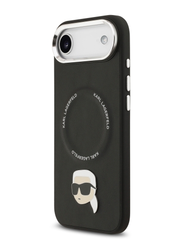 Karl Lagerfeld для iPhone Air чехол PU NFT Karl head Metal pin & Camera Hard Black (MagSafe)