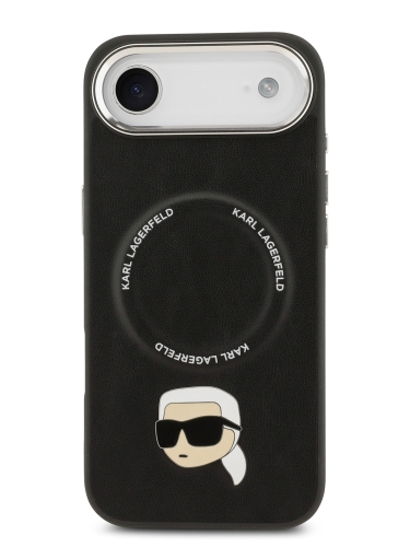 Karl Lagerfeld для iPhone Air чехол PU NFT Karl head Metal pin & Camera Hard Black (MagSafe)