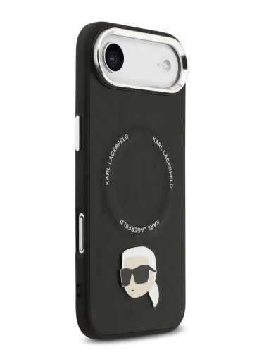 Karl Lagerfeld для iPhone Air чехол PU NFT Karl head Metal pin & Camera Hard Black (MagSafe)
