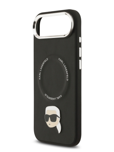 Karl Lagerfeld для iPhone Air чехол PU NFT Karl head Metal pin & Camera Hard Black (MagSafe)