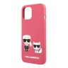 Чехол Lagerfeld Liquid silicone Karl & Choupette Hard для iPhone 13, фуксия