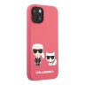 Чехол Lagerfeld Liquid silicone Karl & Choupette Hard для iPhone 13, фуксия