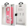 Чехол Lagerfeld Liquid silicone Karl & Choupette Hard для iPhone 13, фуксия
