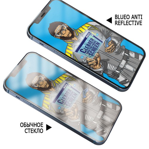 Защитное стекло BLUEO Silk Anti-reflective для iPhone 13 | 13 Pro | 14, ультра-прозрачное