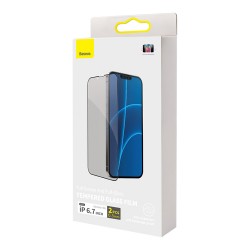 Baseus Curved Glass crack-resistant edges Антишпион для iPhone 13 Pro Max (2 шт), черная рамка