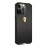 Чехол Ferrari PU Carbon Italia stripe with metal logo Hard для iPhone 13 Pro, черный