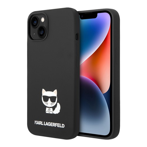 Чехол Lagerfeld Liquid silicone Choupette body Hard для iPhone 14 Plus, черный