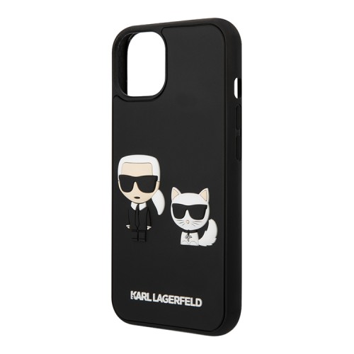 Чехол Lagerfeld 3D Rubber Karl and Choupette Hard для iPhone 13, черный
