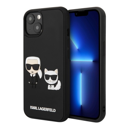 Чехол Lagerfeld 3D Rubber Karl and Choupette Hard для iPhone 13, черный
