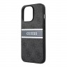 Чехол Guess 4G Stripe printed logo Hard для iPhone 14 Pro, серый