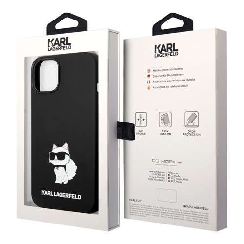 Чехол Lagerfeld Liquid silicone NFT Choupette Hard для iPhone 14, черный