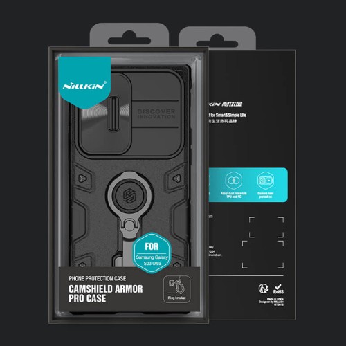 Противоударный чехол Nillkin CamShield Armor Pro для Galaxy S23 Ultra, черный