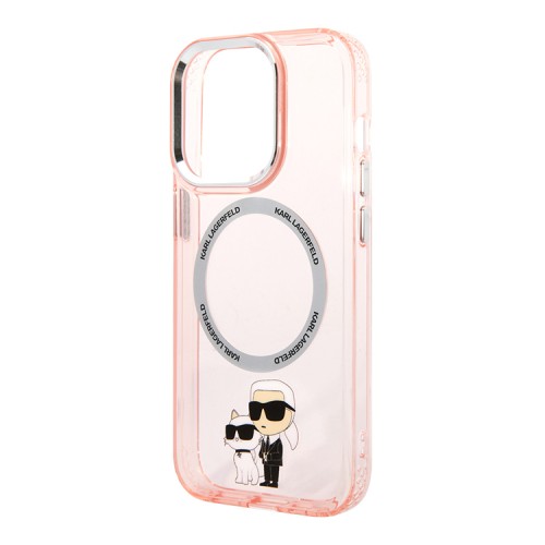 Чехол Lagerfeld NFT Karl & Choupette Hard Translucent для iPhone 14 Pro, розовый (MagSafe)