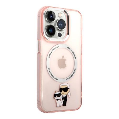 Чехол Lagerfeld NFT Karl & Choupette Hard Translucent для iPhone 14 Pro, розовый (MagSafe)