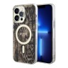 Чехол Guess Leopard Hard для iPhone 14 Pro, коричневый/золотой (MagSafe)