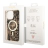 Чехол Guess Leopard Hard для iPhone 14 Pro, коричневый/золотой (MagSafe)
