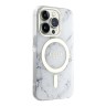 Чехол Guess Marble Hard для iPhone 13 Pro Max, белый/золотой (MagSafe)