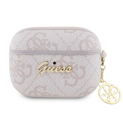 Чехол Guess PU leather 4G with metal logo and Charm для Airpods Pro, розовый