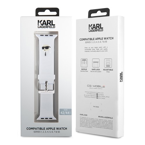Karl Lagerfeld для Apple Watch 49-46-45-44 mm ремешок 3D Rubber NFT Karl head White