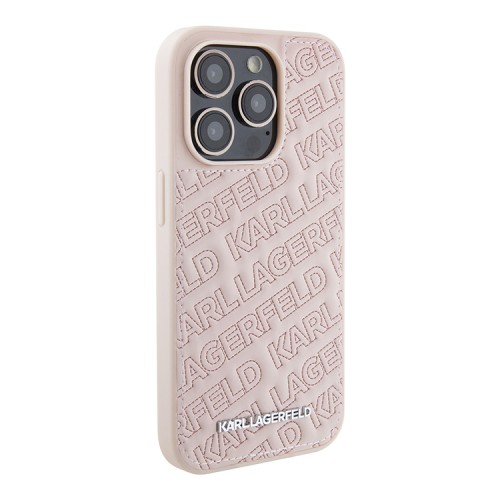 Karl Lagerfeld для iPhone 15 Pro чехол PU Quilted Logo pattern Hard Pink
