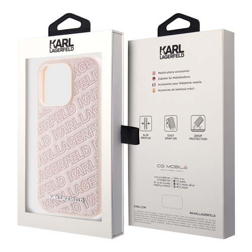 Karl Lagerfeld для iPhone 15 Pro чехол PU Quilted Logo pattern Hard Pink