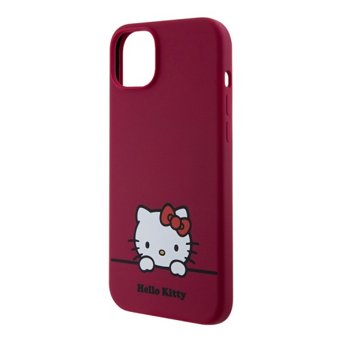 Hello Kitty для iPhone 15 чехол Liquid silicone Dreaming Kitty Hard Red