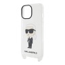 Lagerfeld для iPhone 15 чехол Crossbody PC/TPU NFT Karl Ikonik + Big Strap Hard Transparent