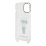 Lagerfeld для iPhone 15 чехол Crossbody PC/TPU NFT Karl Ikonik + Big Strap Hard Transparent