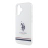 U.S. Polo для iPhone 16 чехол PC/TPU Double Horse logo Tricolor stripes Transparent