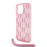 Karl Lagerfeld для iPhone 16 Pro Max чехол PC/TPU Monogram + шнурок, розовый