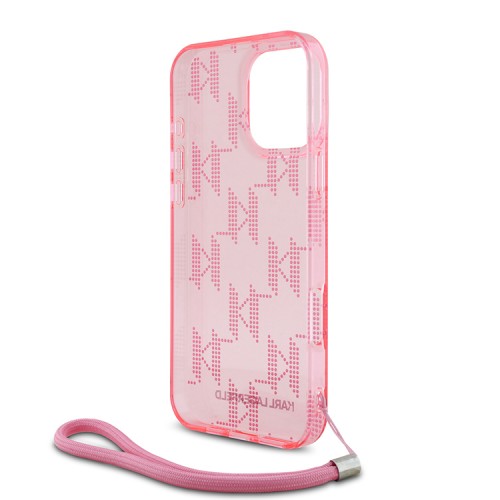 Karl Lagerfeld для iPhone 16 Pro Max чехол PC/TPU Monogram + шнурок, розовый